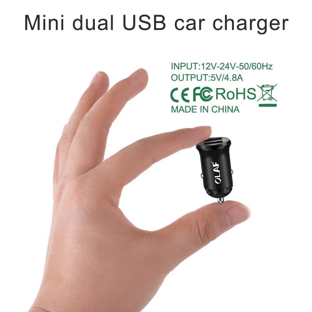OLAF двойной USB автомобильный адаптер зарядного устройства 4 8 а мини металлическое