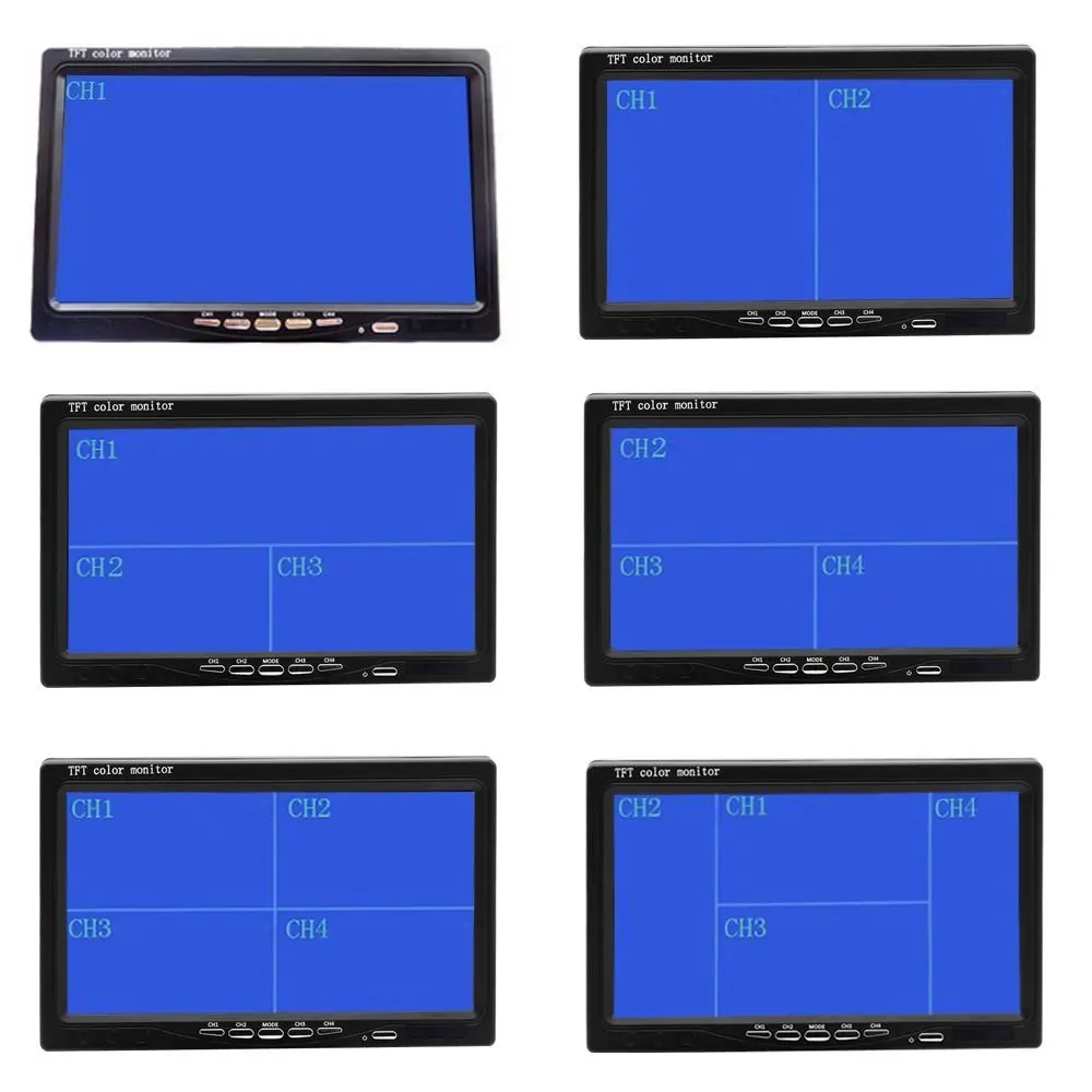 Podofo " Сплит-экран Quad Monitor 4CH видео вход лобовое стекло стиль парковка приборная панель для автомобиля заднего вида камера автомобиля-Стайлинг