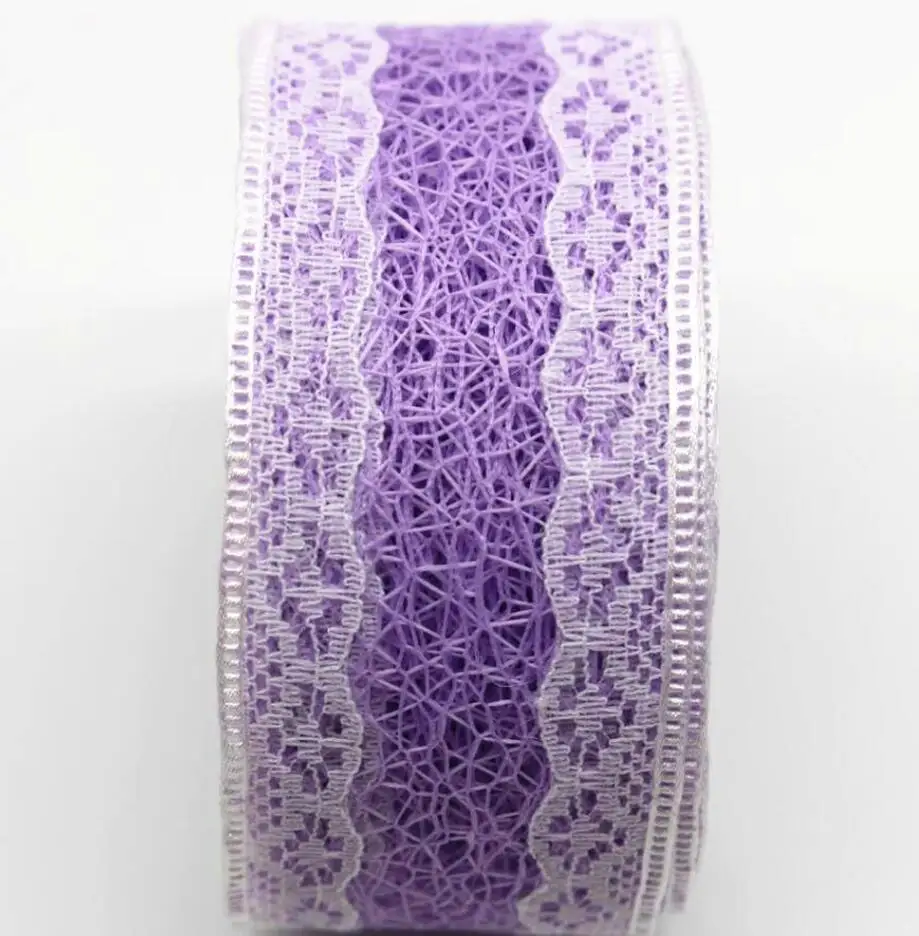 New 1-1/2 38mm lace ribbon 5y/10/20 yards DIY handmade material headdress bow Christmas wedding decoration Bud silk - Цвет: 3