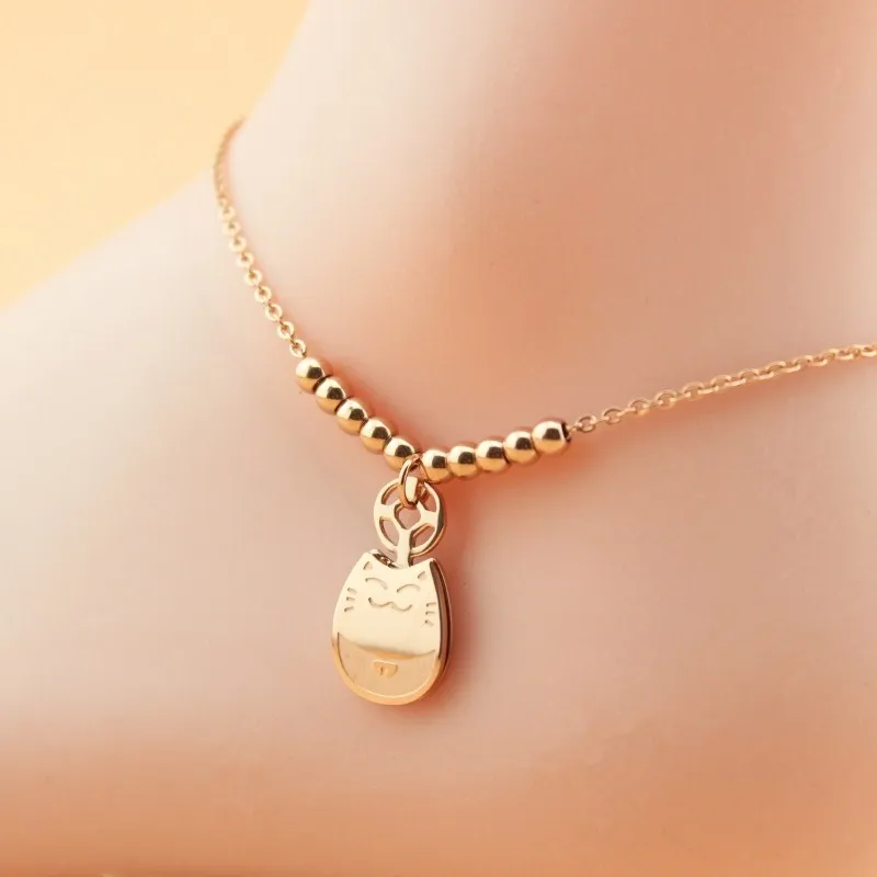 Милая счастливая Очаровательная подвеска котенок браслет на ногу из бисера