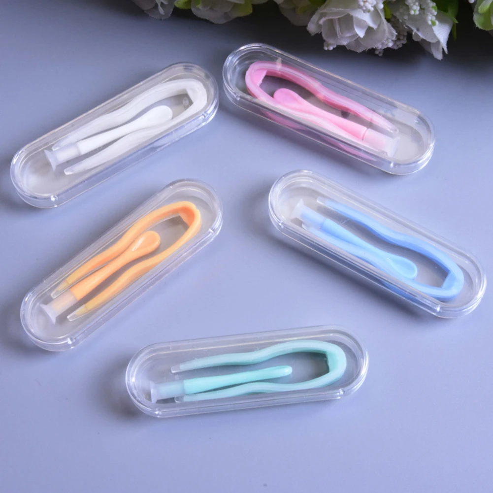 C1 random color Портативный чехол для контактных линз с изображением животного из мультфильма с зеркалом, комплект для ухода за глазами, коробка для контактных линз - Цвет: C1 random color