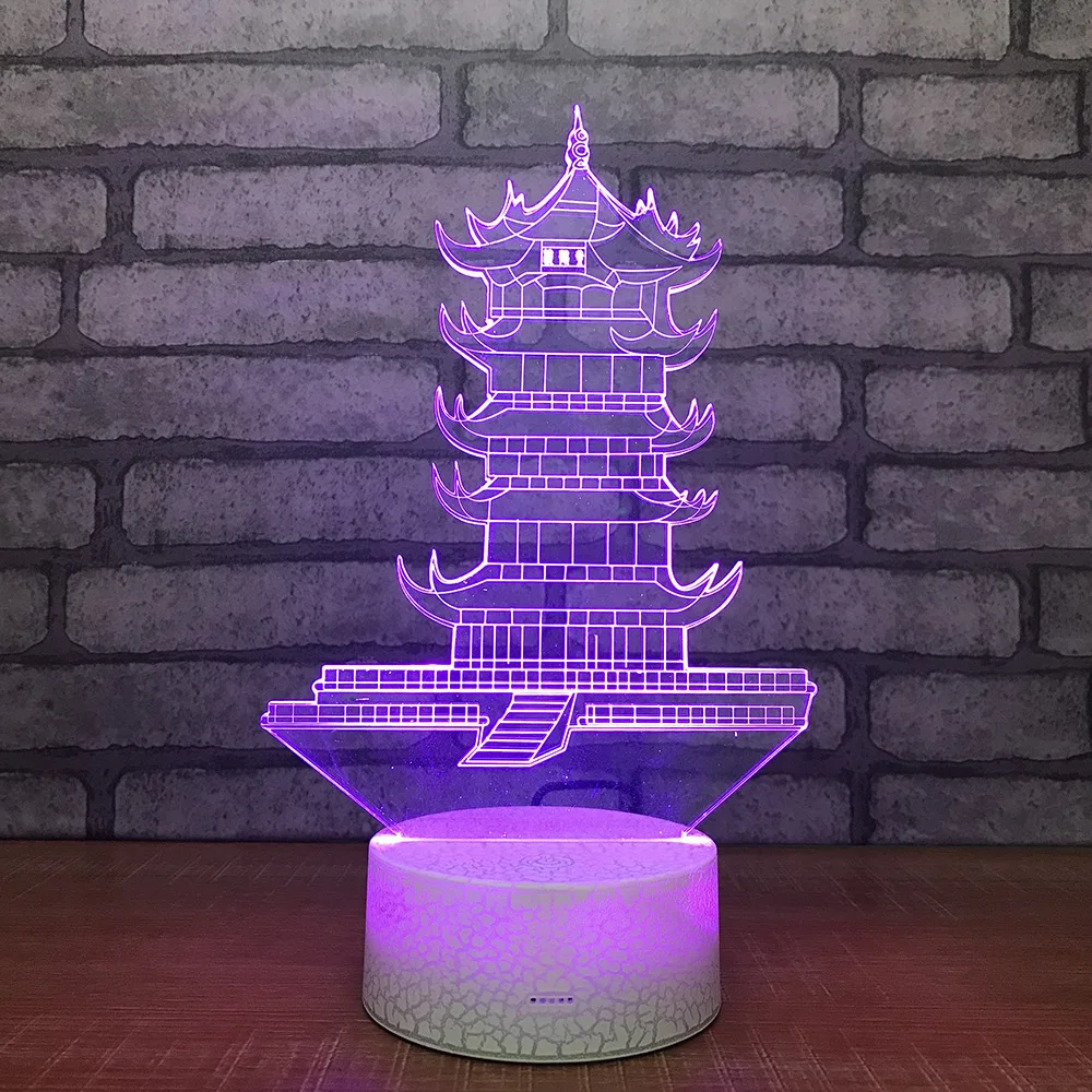 Wonder Pagoda Ночная лампа мультяшная 3d цветная прикроватная для спальни Прямая