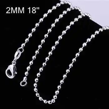 Горячая продажа новейшие цепочки Серебряные Позолоченные 2 м 16 24 дюймовый шарик