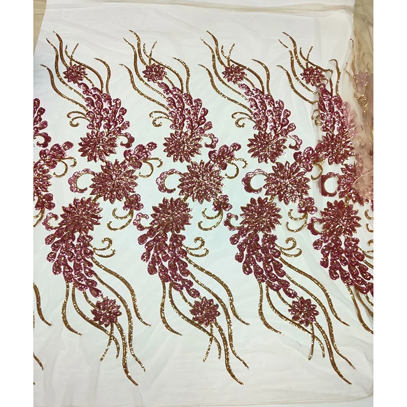 

African Lace Fabric 2019 High Quality Mesh Lace TW3 French Sequins Fabrics Nigerian Laces For Party Dress