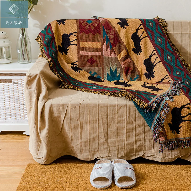 Одеяло с оленем в американском стиле декоративные накидки на