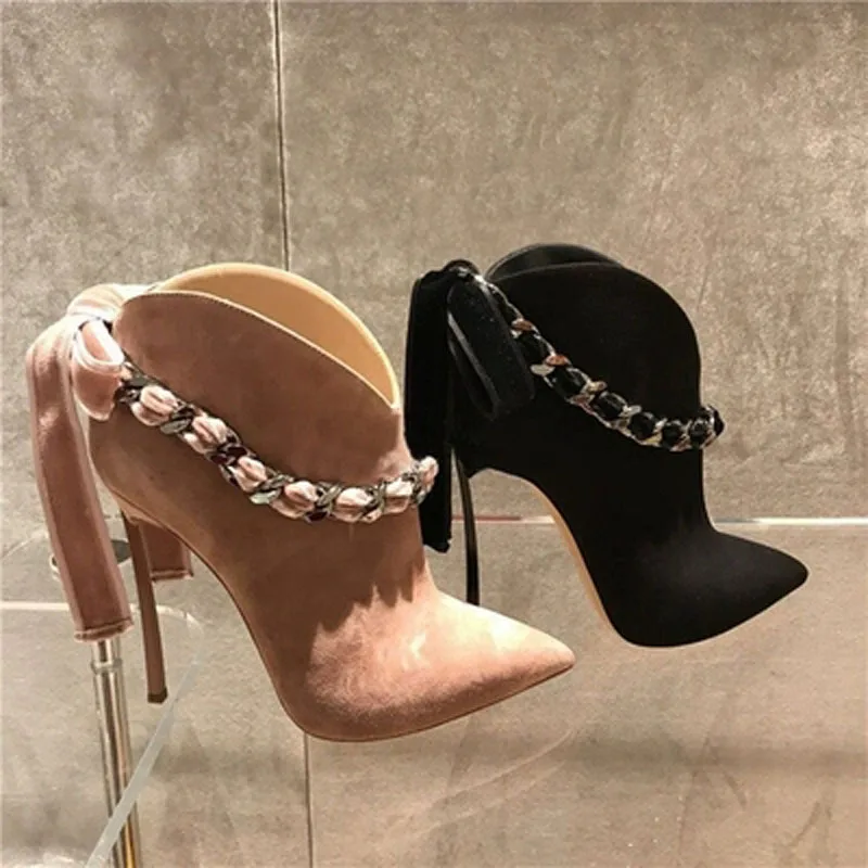 

Женские вечерние тильоны с острым носком, украшенные цепочками, на высоком каблуке