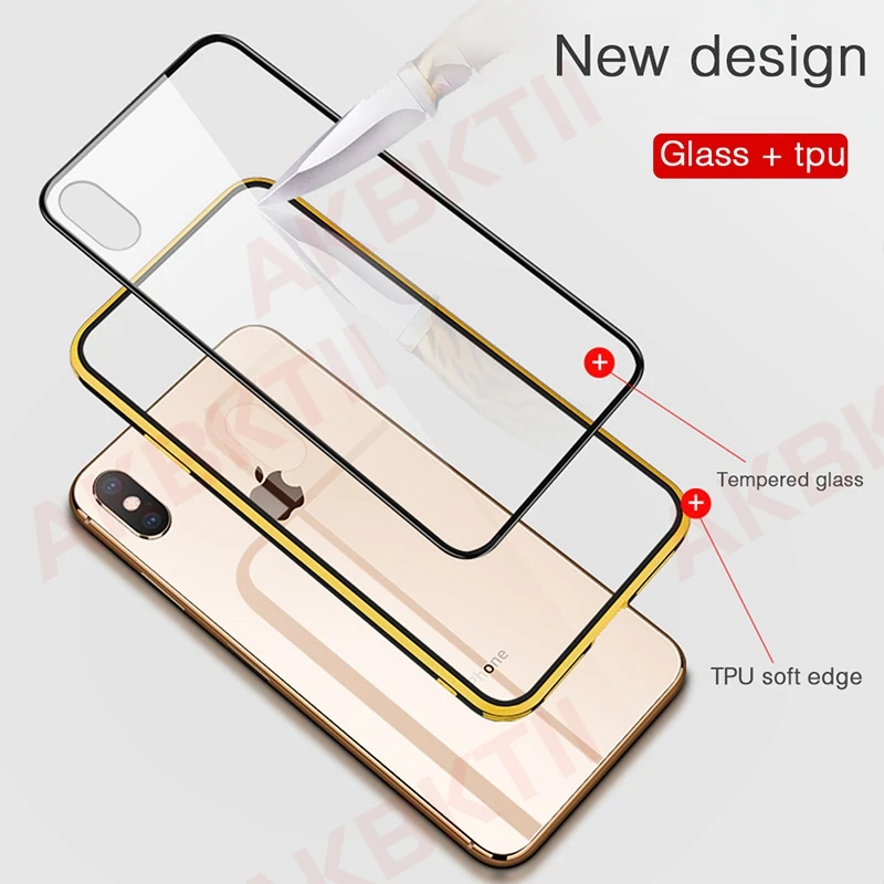 AKBKTII роскошный чехол из закаленного стекла для iPhone 7 Plus 8 6s XS Max XR разноцветный