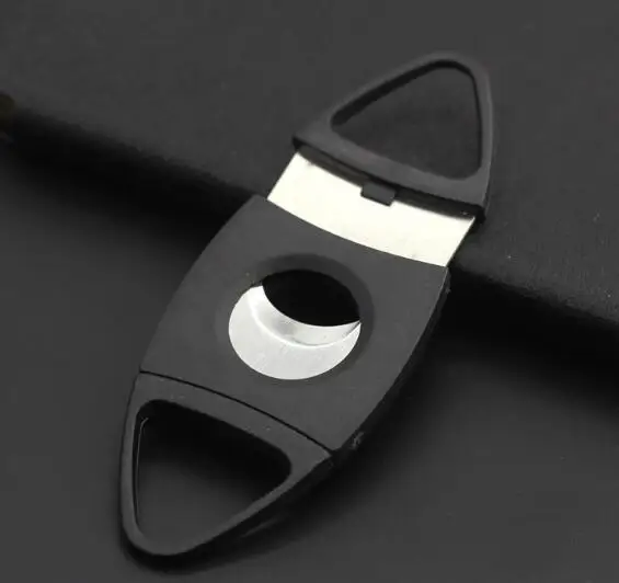 

10pcs ABS Plastic Stainless Steel Black Cigar Cutter Pocket Double Blades sharp Knife Scissors smoking tobacco Shears Guillotine