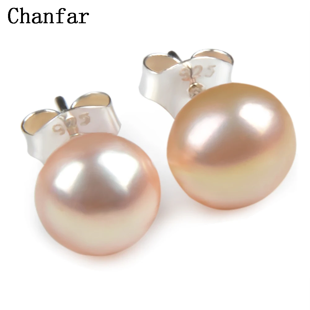 Женские серьги гвоздики из серебра с натуральным жемчугом 8 мм|earrings coins|earring ledearrings