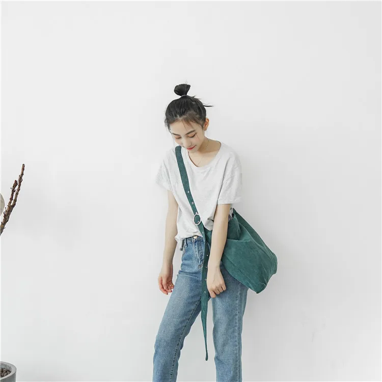 

mylb Women's Corduroy Canvas Tote Adjustable Strap Foldable Shopping Bag Ladies' Shoulder Bag School Books Bag Eco Friendly bag
