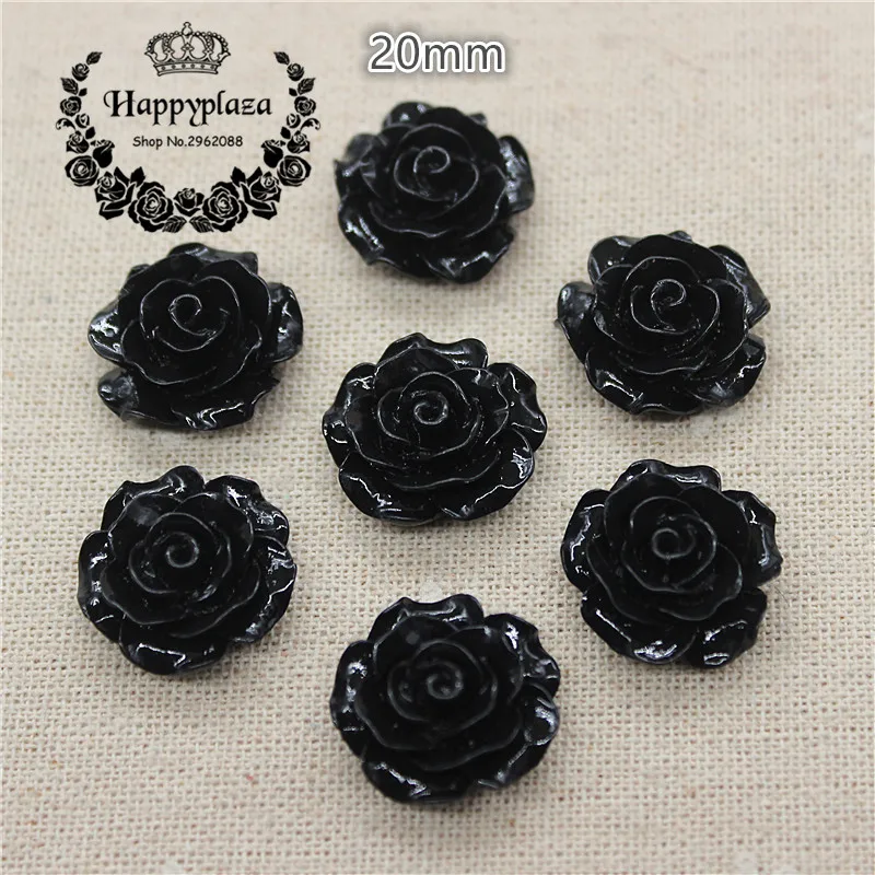 30pcs 20mm Resin Camellia Flowers Flat Back Cabochon DIY Jewelry/ Craft Decoration(No hole) images - 6