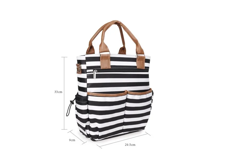 

3 Pcs/set Stripes Design Baby Diaper Bag Mom Maternity Handbag Fashion Baby Nappy Nursing Bag 5 Colors Stroller Bags with Hook