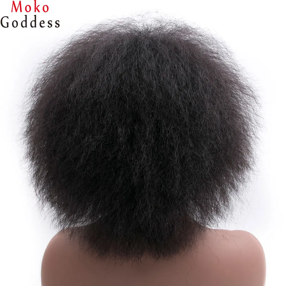 Mokogoddess короткие волосы парики для женщин черный кудрявый парик Синтетический