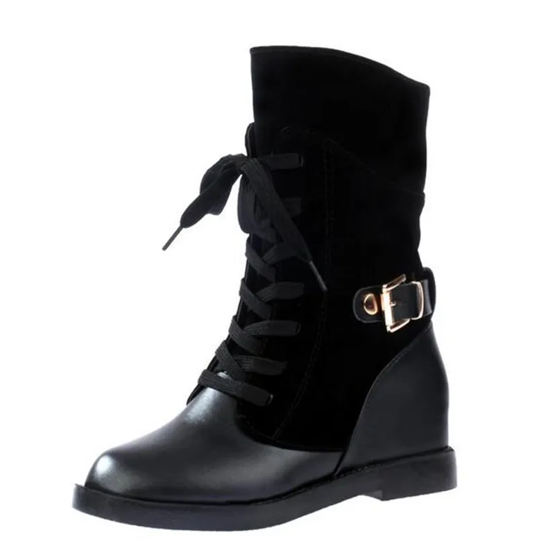 2016 Новые Женские Зимние Сапоги Высокое Качество Твердые босоножки Дамы PU Моды