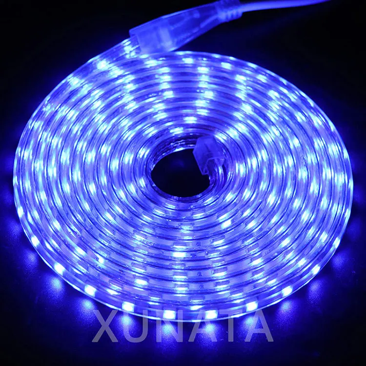 XUNATA 220V SMD5050 60 Светодиодный s/m Светодиодные ленты Водонепроницаемый гибкий светодиодный ленточный светильник полоса веревка высокое яркий светодиодный лента с штепсельная вилка британского стандарта