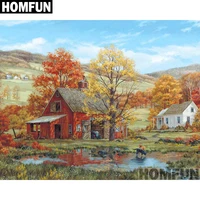 homfun 5d diamond painting full drill diamond embroidery autumn landscape picture of rhinestone handmade home decor a00798