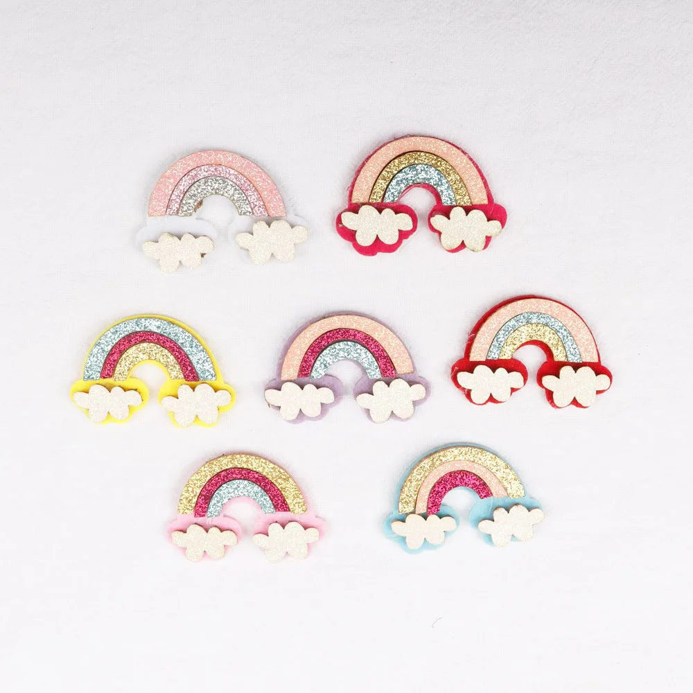 one of each color 7 шт. Войлок радуга патч смешанные аппликации Блеск Радуга Войлок Блестящий Блеск патч ручной работы аксессуары для волос Скрапбукинг стикер - Цвет: one of each color