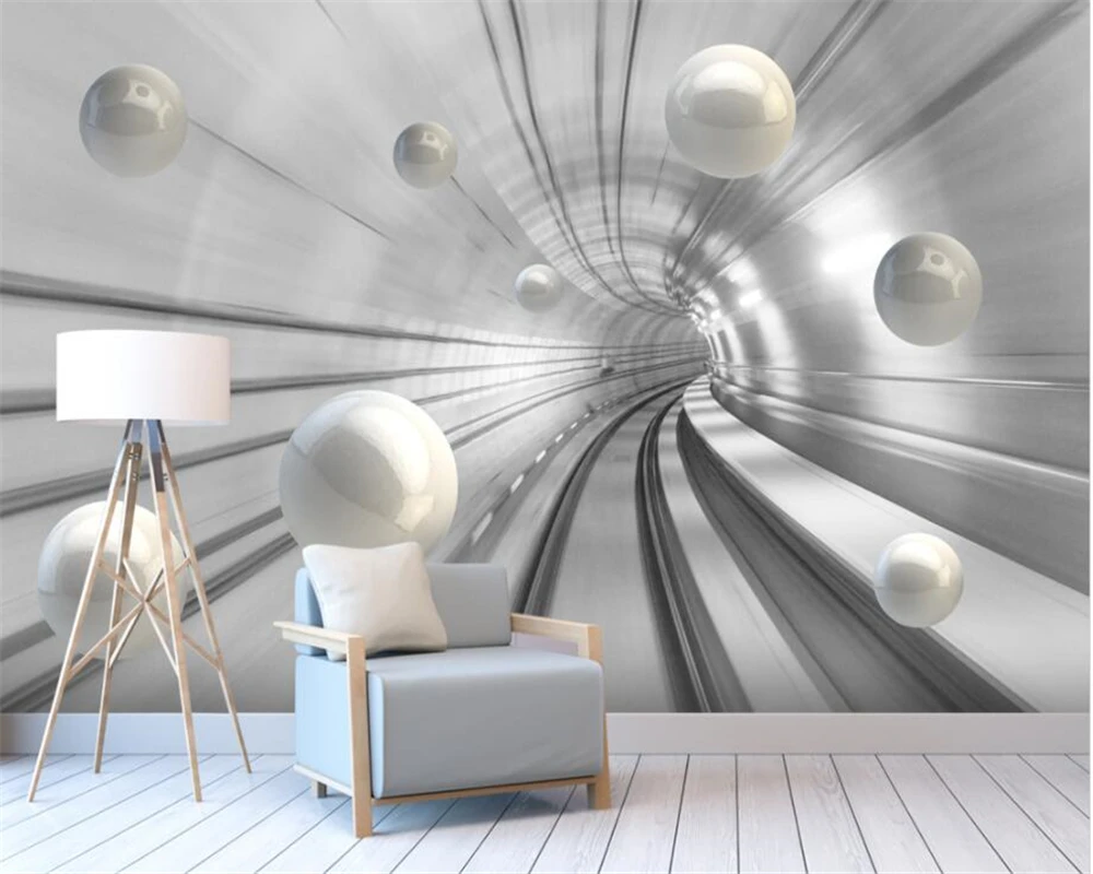 Beibehang Custom Living Room Backgrounds Decorative Wallpaper Mural Abstract Tunnel Space Orb 3d carta da parati | Обустройство дома