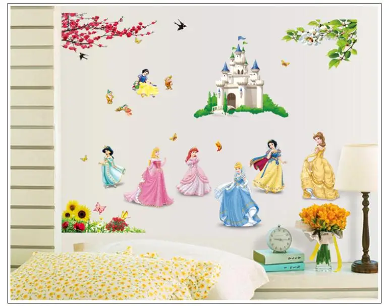 

free shipping 1pcs Fairytale princess for kids room 5102decorative adesivo de parede removable pvc wall decal