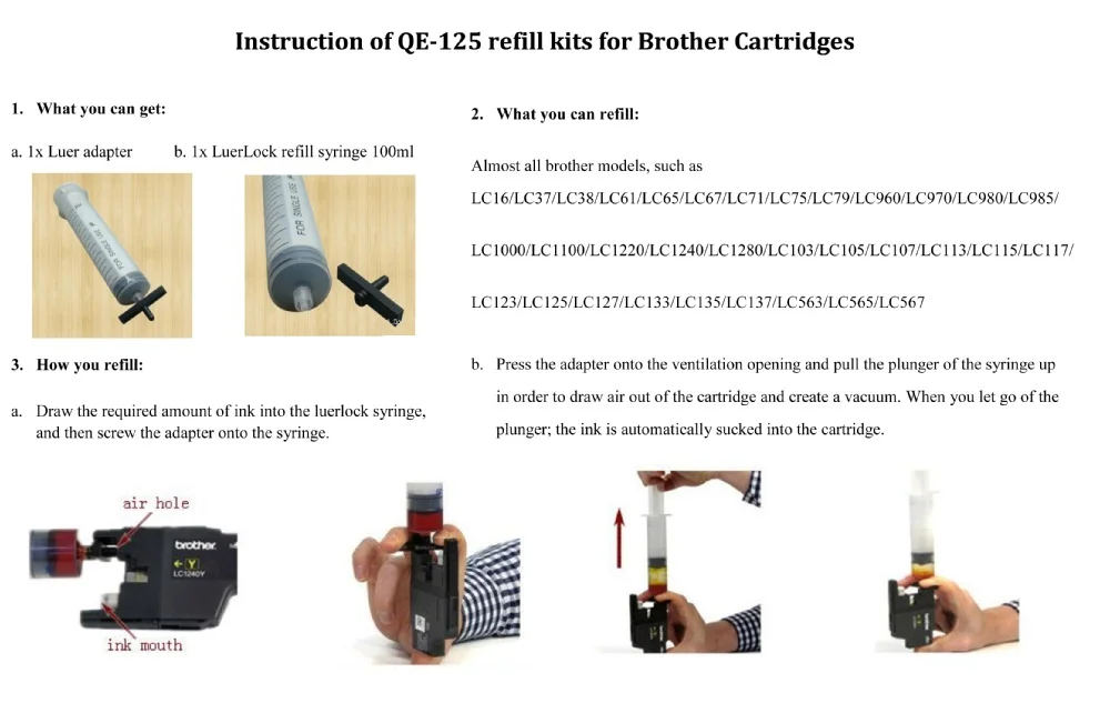 Картридж для Brother LC101 LC103 LC105 LC107 LC109 LC121 LC123 LC125 LC127 LC129 LC131|ink cartridge|refillable cartridgesrefillable ink