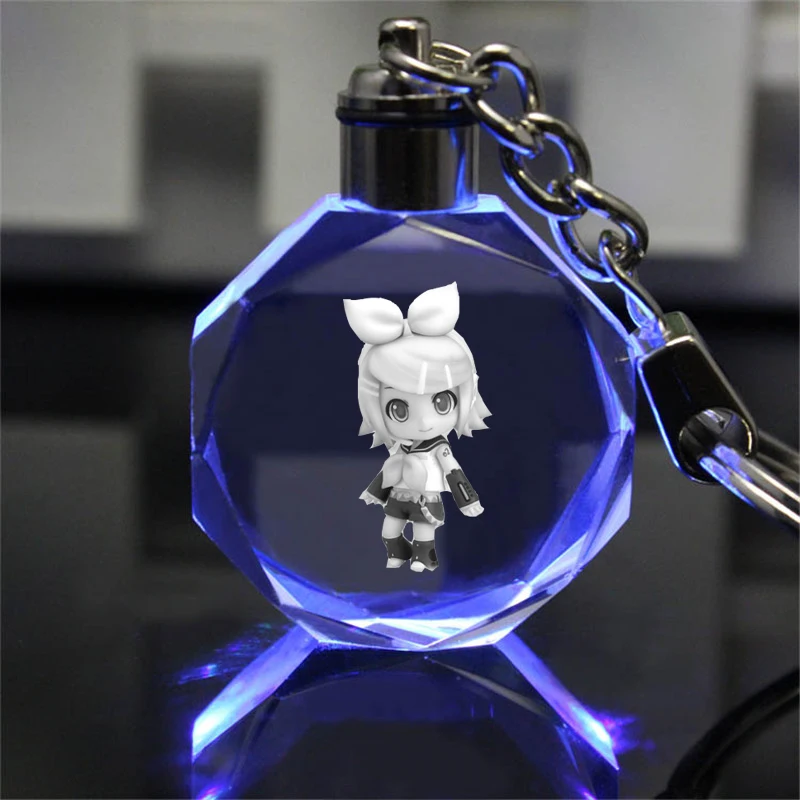 see chart Hatsune Miku кагамине Лен аниме светодиодный брелок с логотипом фигурный брелок Хрустальная игрушка брелок для ключей легкий брелок крутой Рождественский подарок - Цвет: see chart