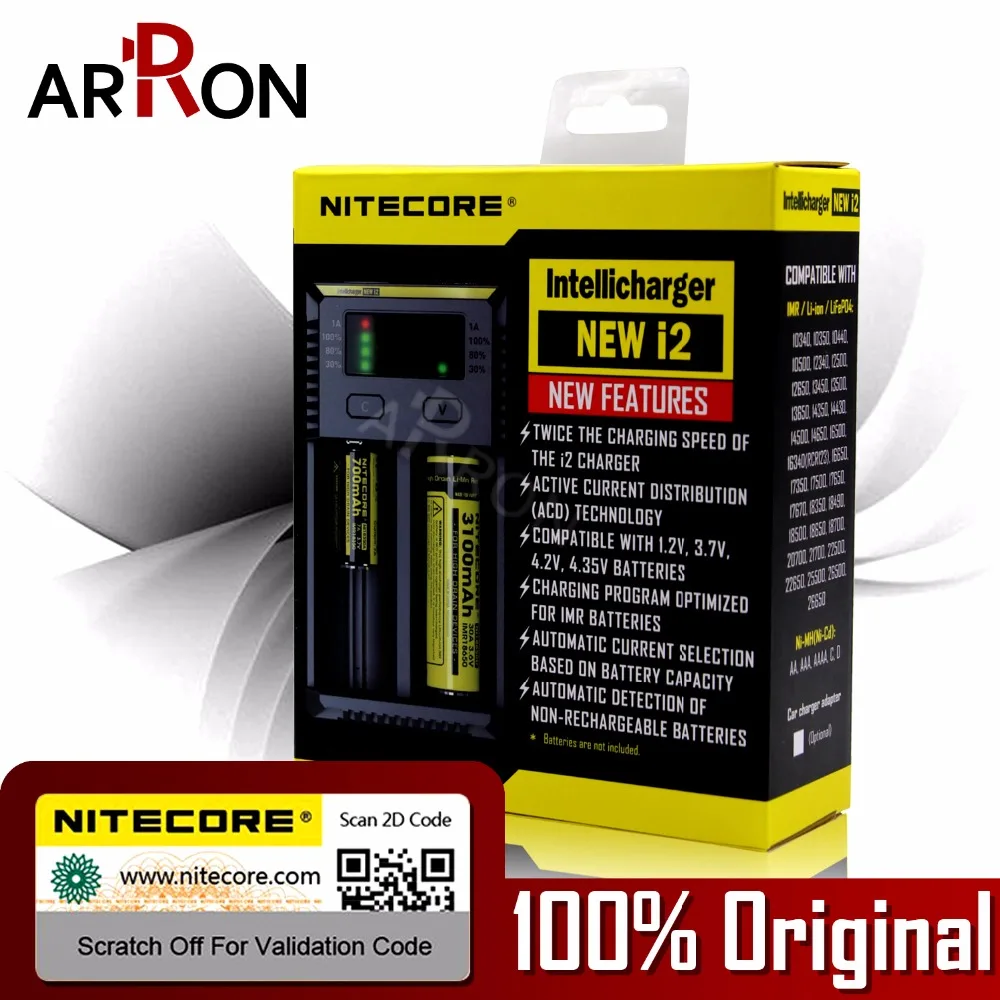 100% оригинал NItecore D4 D2 Новый I4 I2 Digicharger LCD Интеллектуальный литий ионный AA AAA 18650 14500
