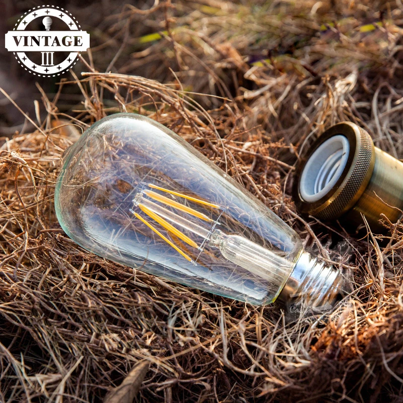LightInBox винтажная лампа накаливания из углеродистой нити BulbST64 E27 220V светодиодная