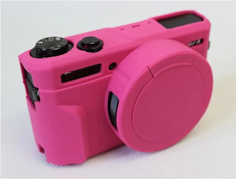 Hot Pink Ocotex новые силиконовые Камера чехол для Canon G7X Mark 2 G7X II G7X2 G7XII защитный чехол сумка с объективом cap 4 цвета - Цвет: Hot Pink