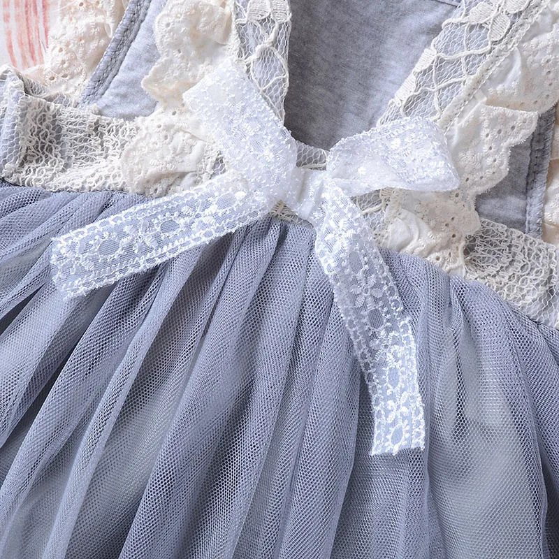 2-7T Lace Mesh Style Baby Girls Dress Sleeveless 2018 Summer Princess Dresses Casual Children Clothing Kids for Girl | Детская одежда и