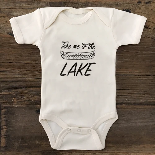 

DERMSPE/Летний хлопковый комбинезон с короткими рукавами и надписью «Take Me To Lake» для новорожденных мальчиков и девочек одежда для малышей белог...