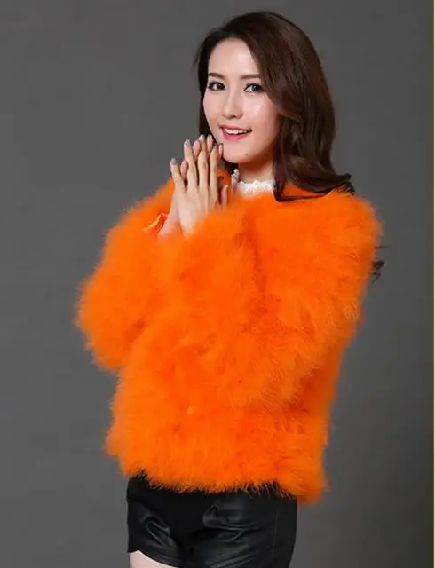 orange Установка страуса Мода размера плюс винтажная мода шуба XS, S, M, L, XL, 2XL, 3XL, 4XL, 5XL, 6XL, 7XL розовый, зеленый, белый, фиолетовый - Цвет: orange