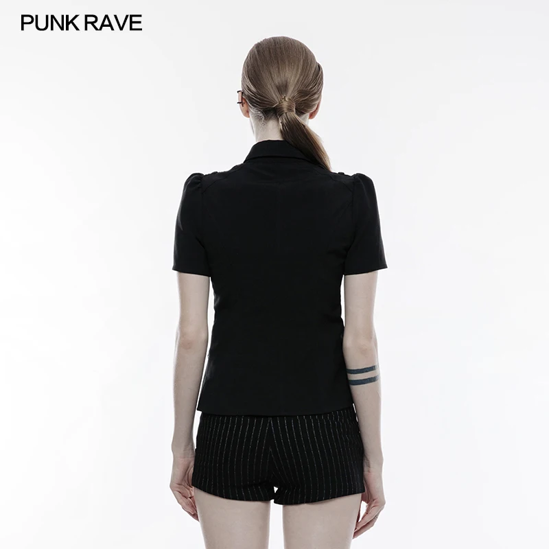 Панк рейв Военная Униформа короткий рукав рубашка блузка Дворцовая тьма готика