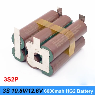 3S2P HG2 6000mah Аккумулятор 18650 hg2 3000 мАч 20 Ампер 12,6 в до 25,2 в отвертка батарея сварные полоски для пайки 3S 4S 5S 6S батарейный блок(по индивидуальному заказу - Цвет: 3S2P HG2 6000mah
