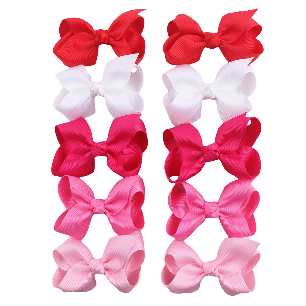Yundfly 10pcs/lot 3&quot Handmade Ribbon Bows With Alligator Clips Kid Fashion Boutique Hair Clip Accessories | Мать и ребенок