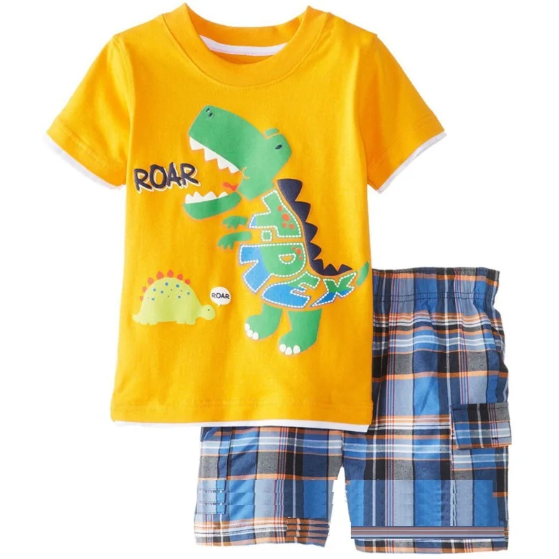 Sea Animal Boy T-Shirt Pant Suits Summer Children 2-Piece Clothes Set Beach Sailor Anchor Kids Outfit Sport Suit 100% Cotton Top |