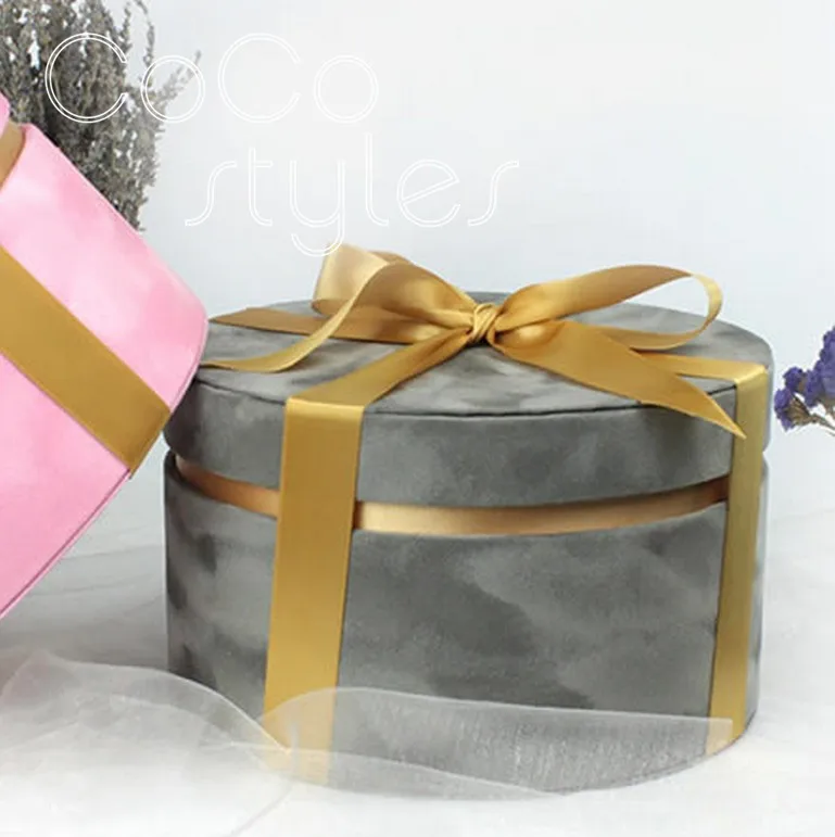 Cocostyles на заказ пустая роскошная круглая бархатная Подарочная коробка с лентой