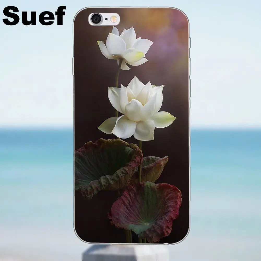Розовый белый цветок лотоса мягкий популярный хит для iPhone 4 4S 5 5S 5C SE 6 6S 7 8 Plus X Samsung