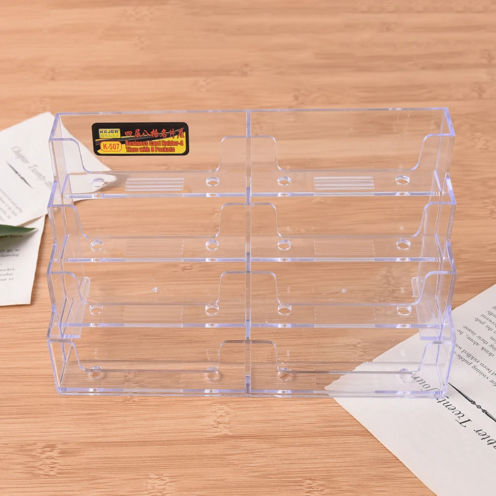 1pc New Desktop Office Business Card Holder 8 Pockets Stand Clear Transparent Acrylic Counter Display Home Supplies | Канцтовары для