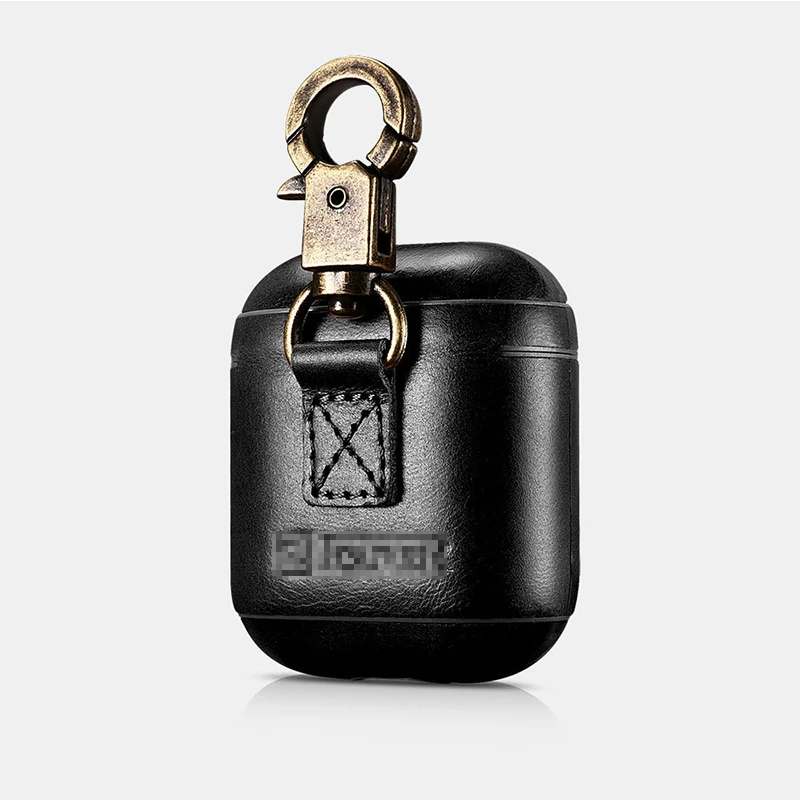 black Чехол для наушников для Apple airpods ремешок кожаный с кнопками чехол для наушников Аксессуары для наушников Защитный беспроводной чехол - Цвет: black