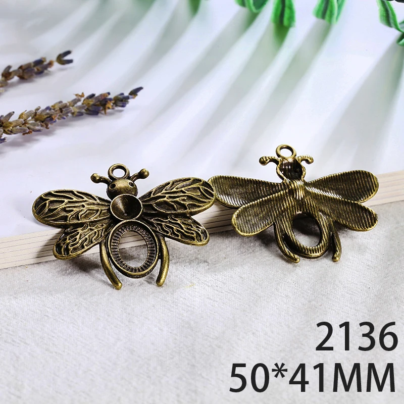 

50*41mm 2pcs Bee Alloy Pendant For Diy Jewelry Making 2 Colors Antique Silver Antique Bronze No.2136