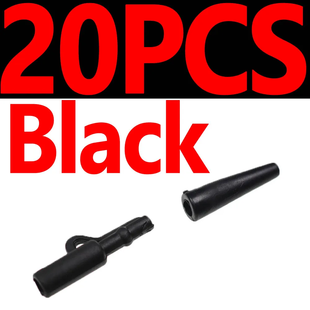 Black 20sets JIGEECARP 20 комплектов, свинцовые зажимы для ловли карпа, набор с хвостовыми резиновыми трубами, Быстросменные наконечники для рыбалки, концевые снасти - Цвет: Black 20sets