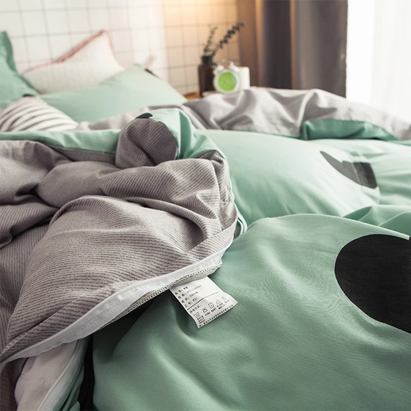 Комплект постельного белья в простом стиле с принтом сердца хлопковая ткань 4 шт.