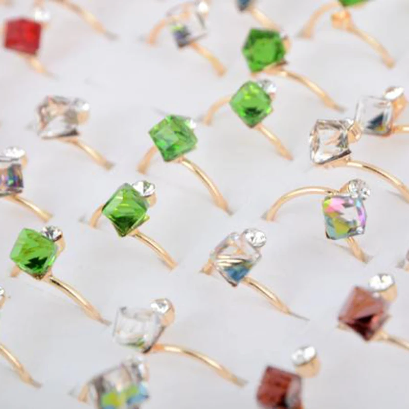 IMIXLOT 5 шт. Новые разноцветные Открытые Кольца для женщин золотого цвета