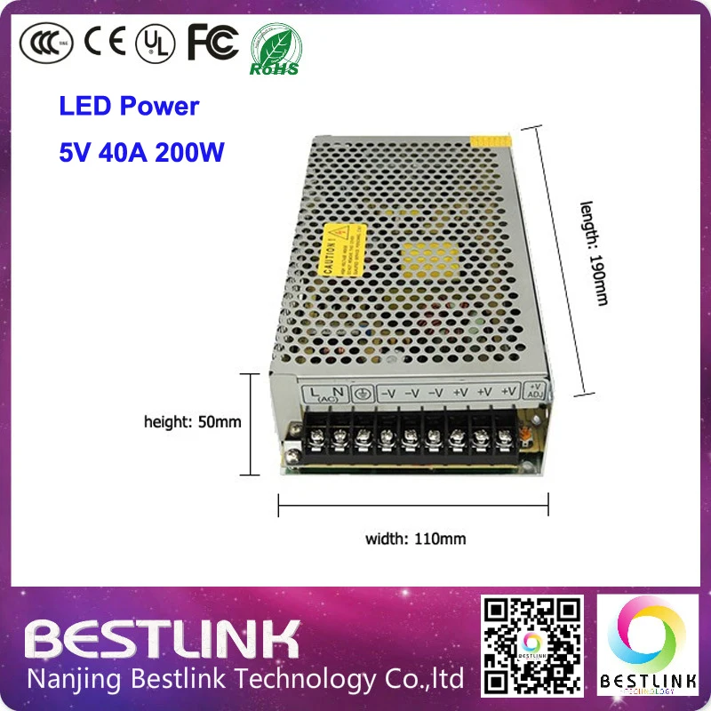 Бесплатная доставка CL выключатель питания для RGB светодиодный экран 5V40A200W LED