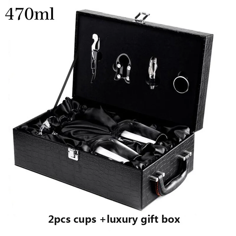 2pcs and gift box Роскошный бокал для вина без свинца, Алмазный хрустальный бокал, пивной бокал, бокалы для шампанского, модный винный стеллаж, романтические свадебные подарки - Цвет: 2pcs and gift box