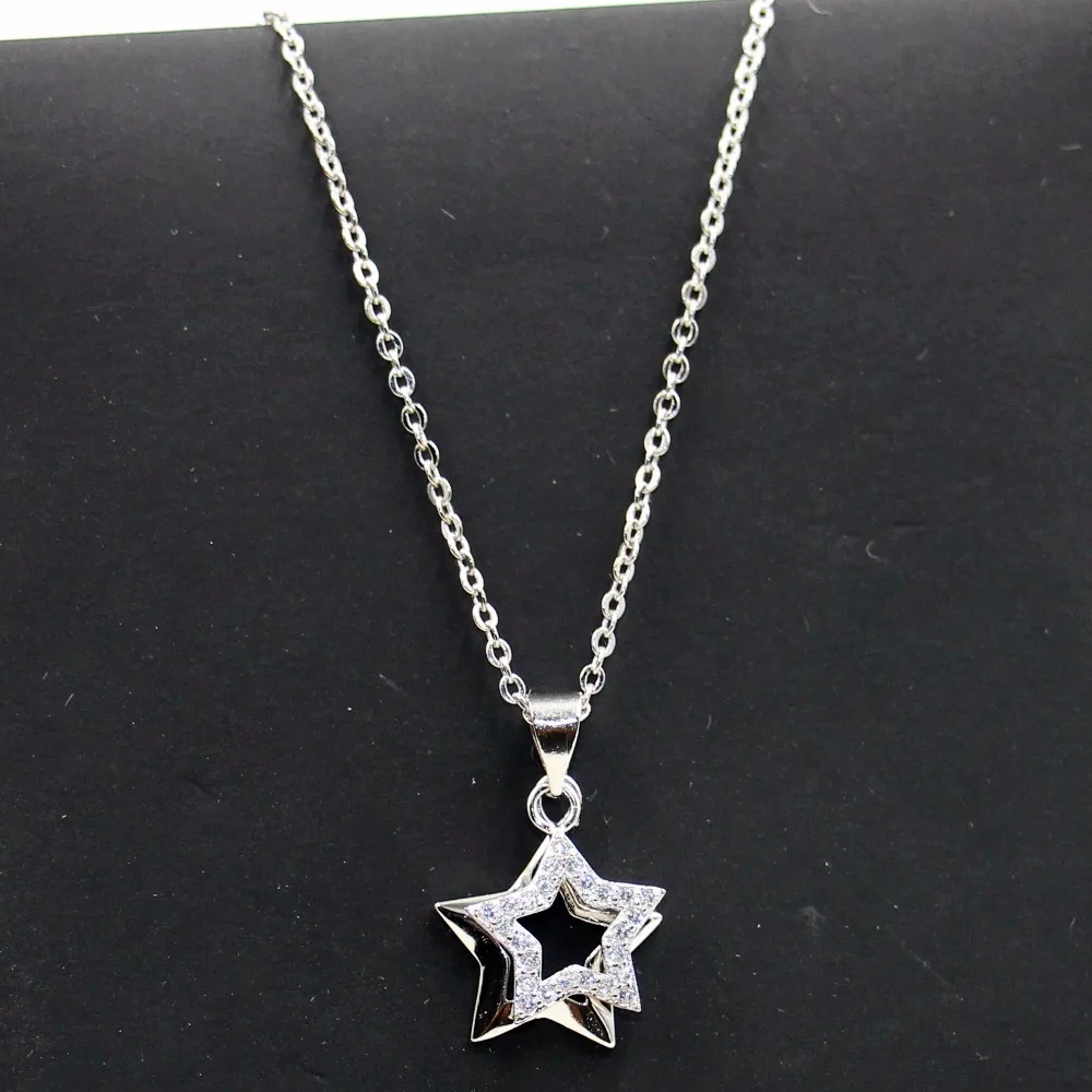 

Vecalon оригинальный дизайн, новинка, роскошное ювелирное изделие, двойная звезда, подвеска из стерлингового серебра 925 пробы, 5А, кубический ци...