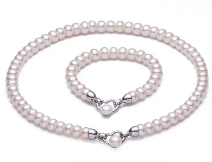 

AAA set of 8-9mm south sea round white pearl necklace 18inch bracelet 7.5-8"