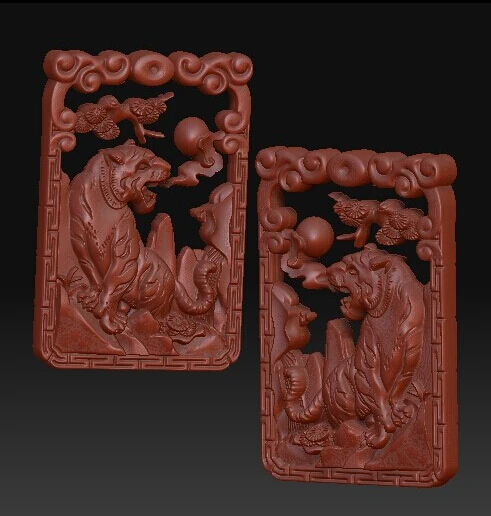 

3D модель, рельеф для ЧПУ в формате STL двусторонний тигр