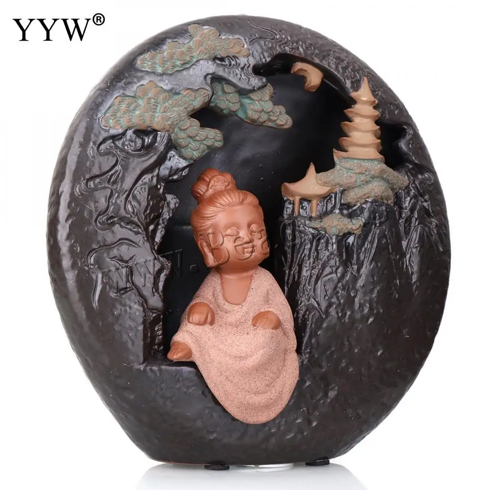 

Round Incense Cones Holder Backflow Incense Burner Censer Aroma Burner Incenso Home Decor Gift With Led Light Send 10pcs Cones