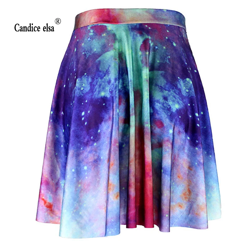 

CANDICE ELSA woman skirts new hot with the fashion digital printing color sky pleated skirt skt1054